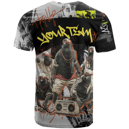 Boombox Breakdancer T-Shirt with Grafiti Art and Grunge Street Hip Hop Style Graphic Tee