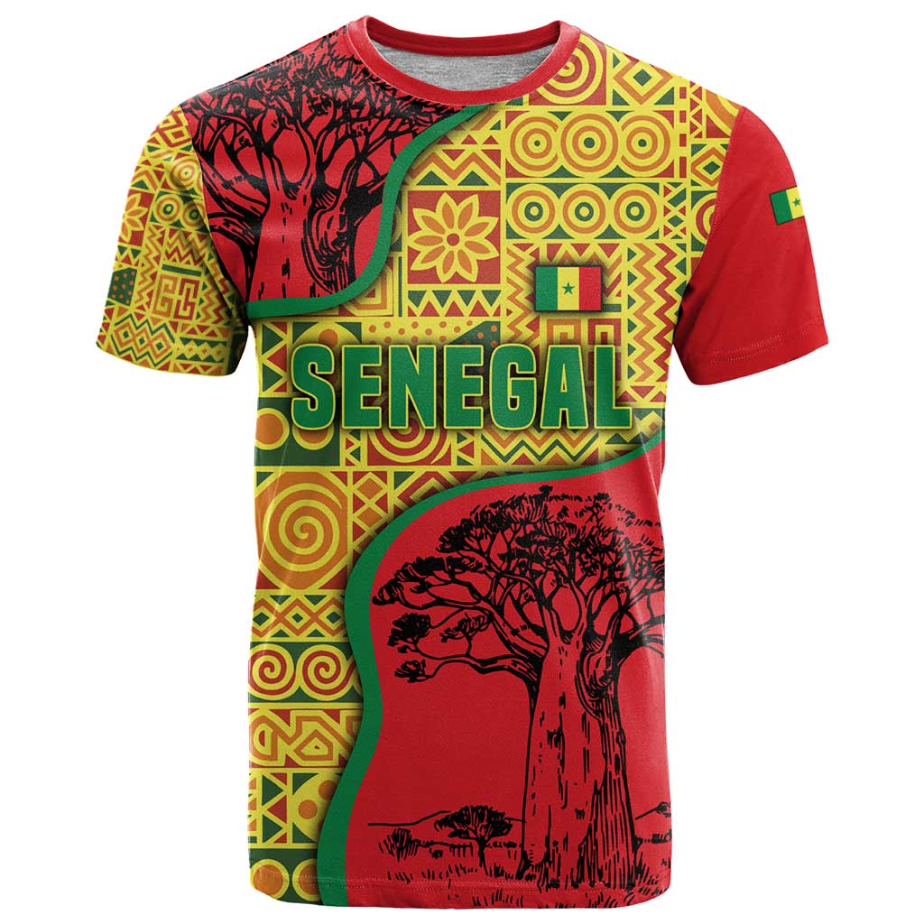 Senegal T-Shirt with Baobab Tree and African Tribal Pattern Design Graphic Tee