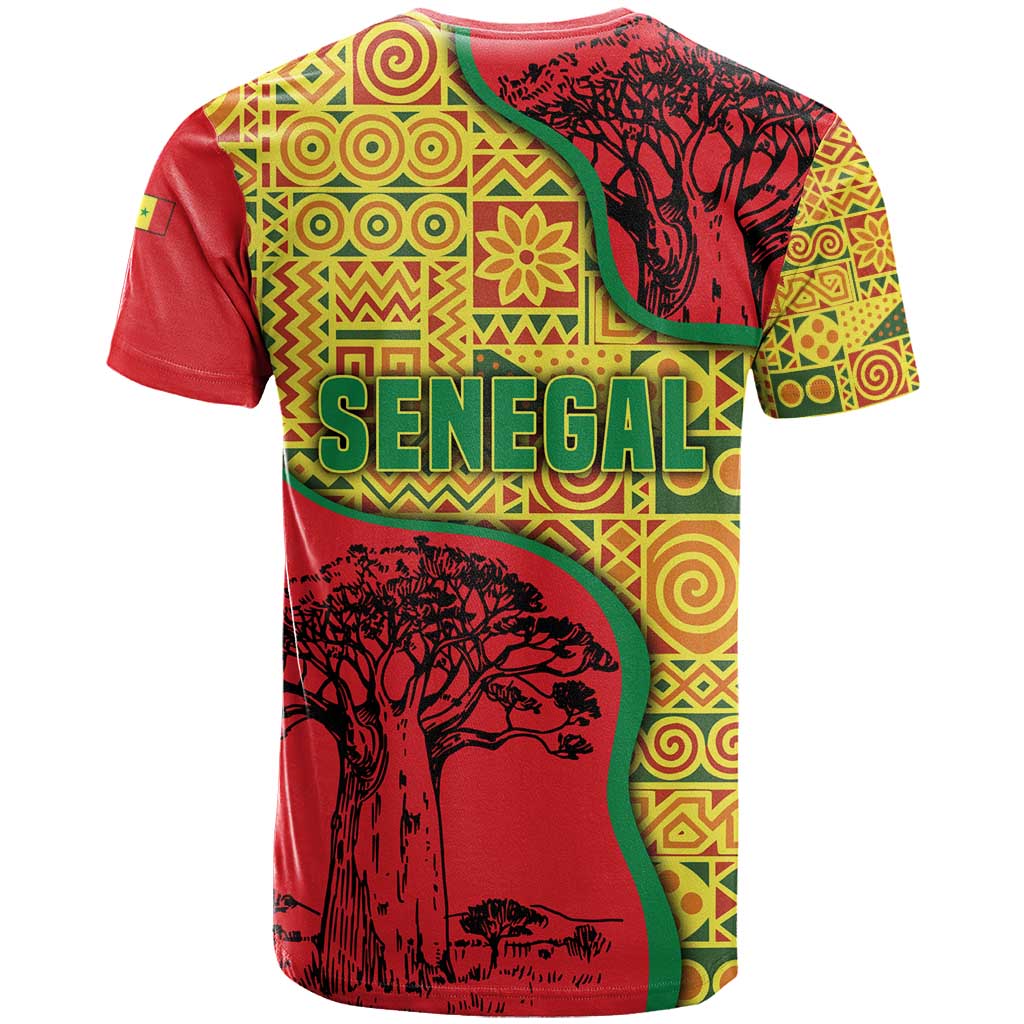 Senegal T-Shirt with Baobab Tree and African Tribal Pattern Design Graphic Tee