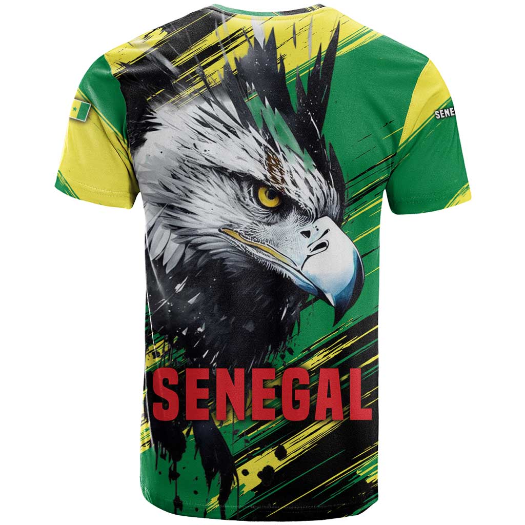 Senegal T-Shirt with Bold Eagle Graphic and Brushstroke Flag Colors Design Graphic Tee
