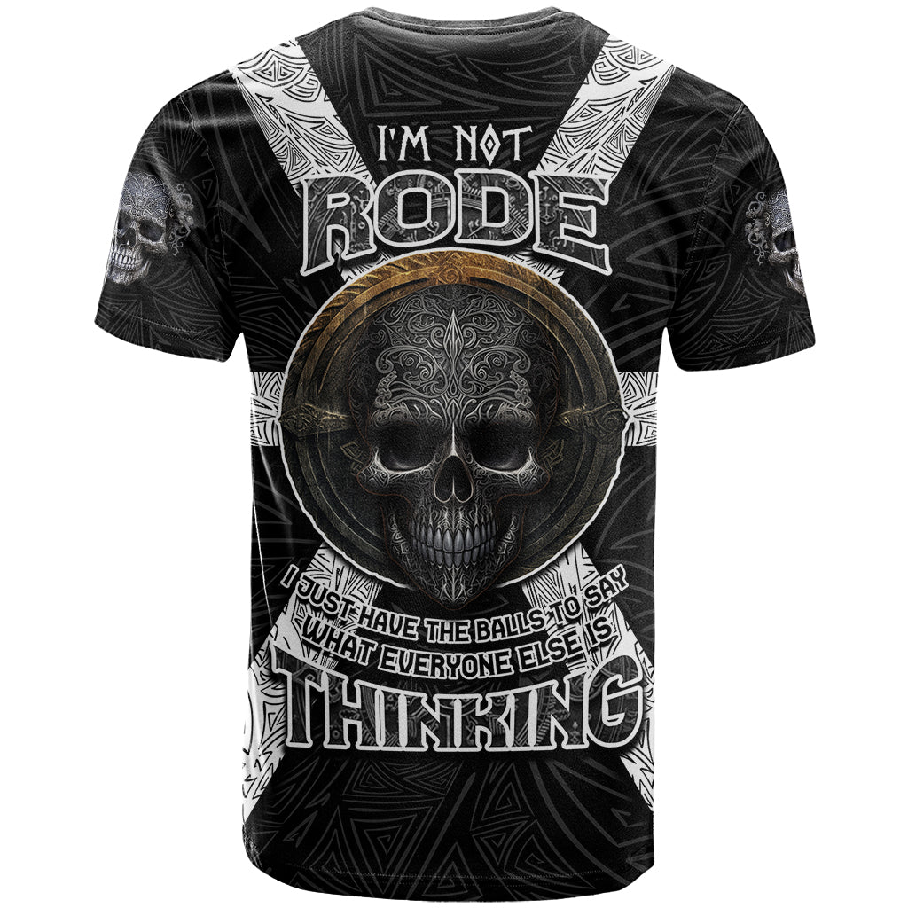 Hell Pattern Skull T-Shirt I'm Not Rode I Just Hace The Balls To Say What Everyone Else is Thinking Graphic Tee