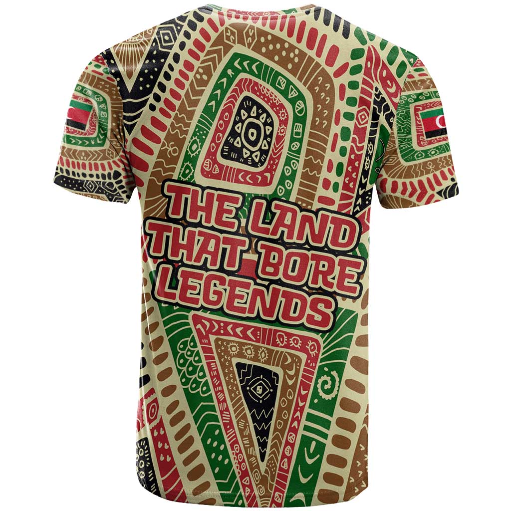 Darfur Sudan T-Shirt with Red Green Beige Tribal Pattern Graphic Tee