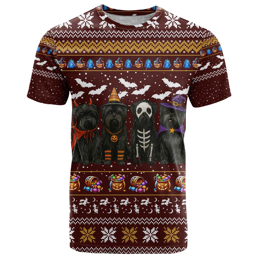 Affenpinscher Dog Halloween Christmas T-Shirt Xmas Holiday Patterns Graphic Tee