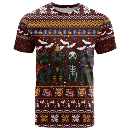 Affenpinscher Dog Halloween Christmas T-Shirt Xmas Holiday Patterns Graphic Tee