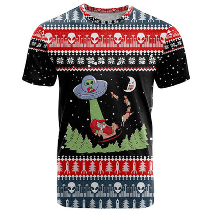 Alien Christmas T-Shirt Xmas Holiday Patterns Graphic Tee