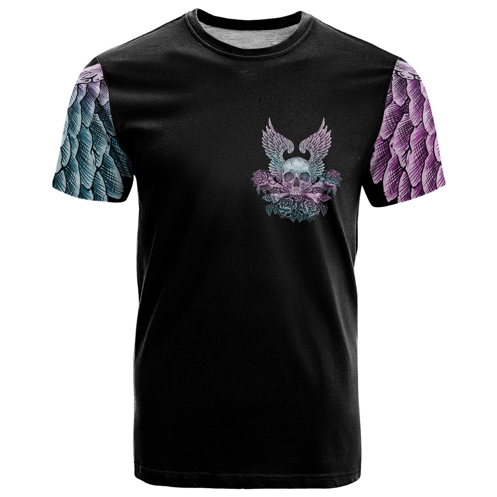 Skull Wings Roses - Zero Fuck Given T-Shirt Graphic Tee