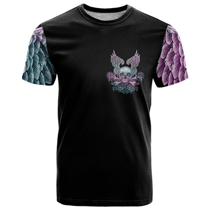 Skull Wings Roses - Zero Fuck Given T-Shirt Graphic Tee