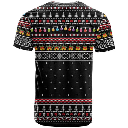 East Timor Christmas T-Shirt with Santa in Traditional Robe Gift Basket Ho Ho Ho Text and Black Festive Graphic Tee
