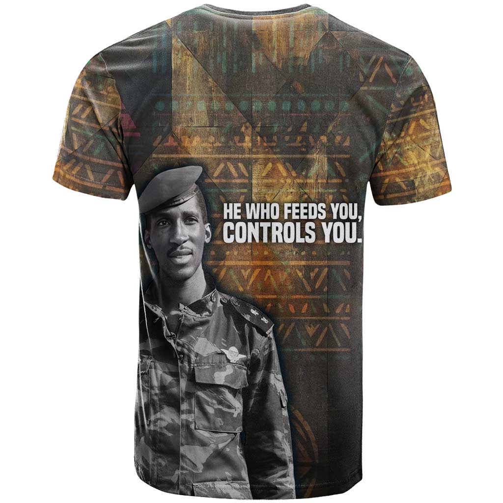 Thomas Sankara T-Shirt Burkina Faso Africa Self-Reliance Message and Military Portrait Graphic Tee