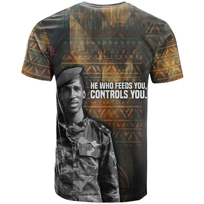 Thomas Sankara T-Shirt Burkina Faso Africa Self-Reliance Message and Military Portrait Graphic Tee