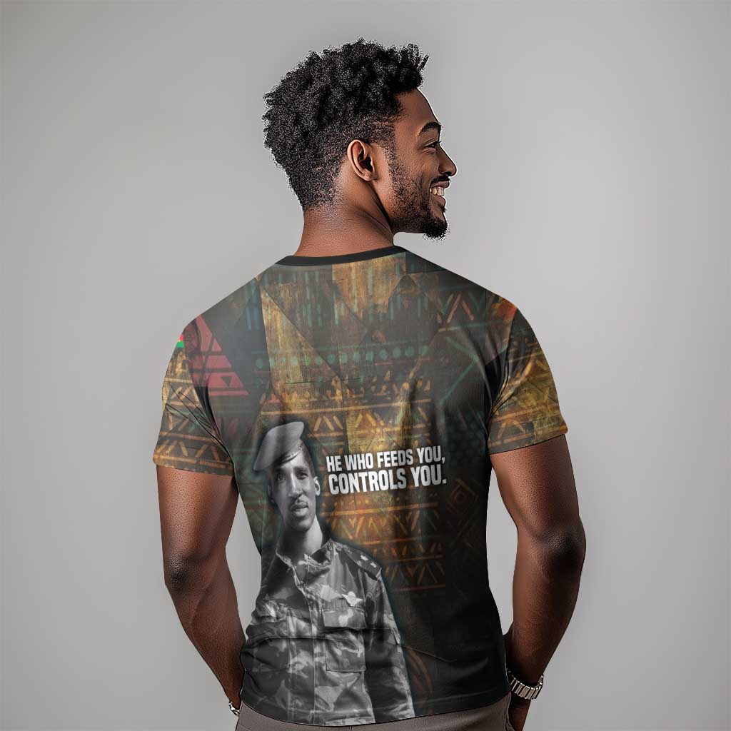 Thomas Sankara T-Shirt Burkina Faso Africa Self-Reliance Message and Military Portrait Graphic Tee
