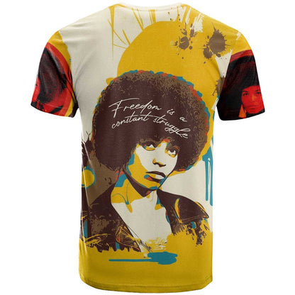 Angela Davis T-Shirt Bold Pop Art Style Freedom Is a Constant Struggle Quote Civil Rights Activist Graphic Tee