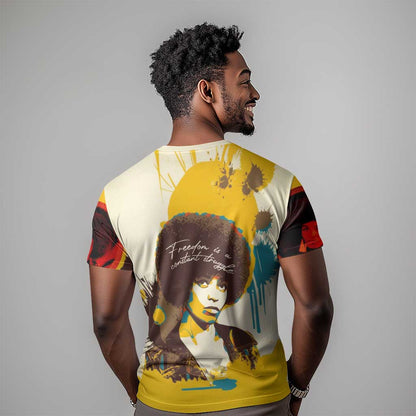 Angela Davis T-Shirt Bold Pop Art Style Freedom Is a Constant Struggle Quote Civil Rights Activist Graphic Tee