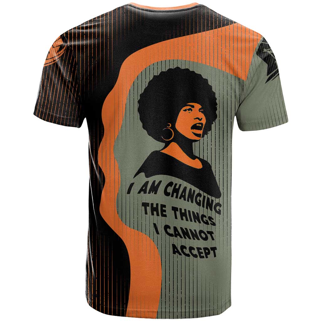 Angela Davis T-Shirt Retro Graphic Design I Am Changing the Things I Cannot Accept Quote Civil Rights Empowerment Tribute Graphic Tee
