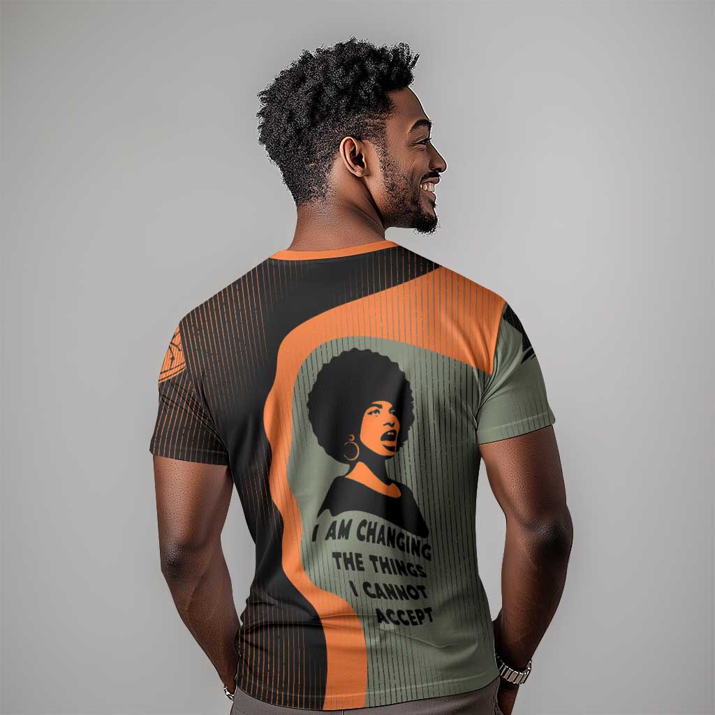 Angela Davis T-Shirt Retro Graphic Design I Am Changing the Things I Cannot Accept Quote Civil Rights Empowerment Tribute Graphic Tee
