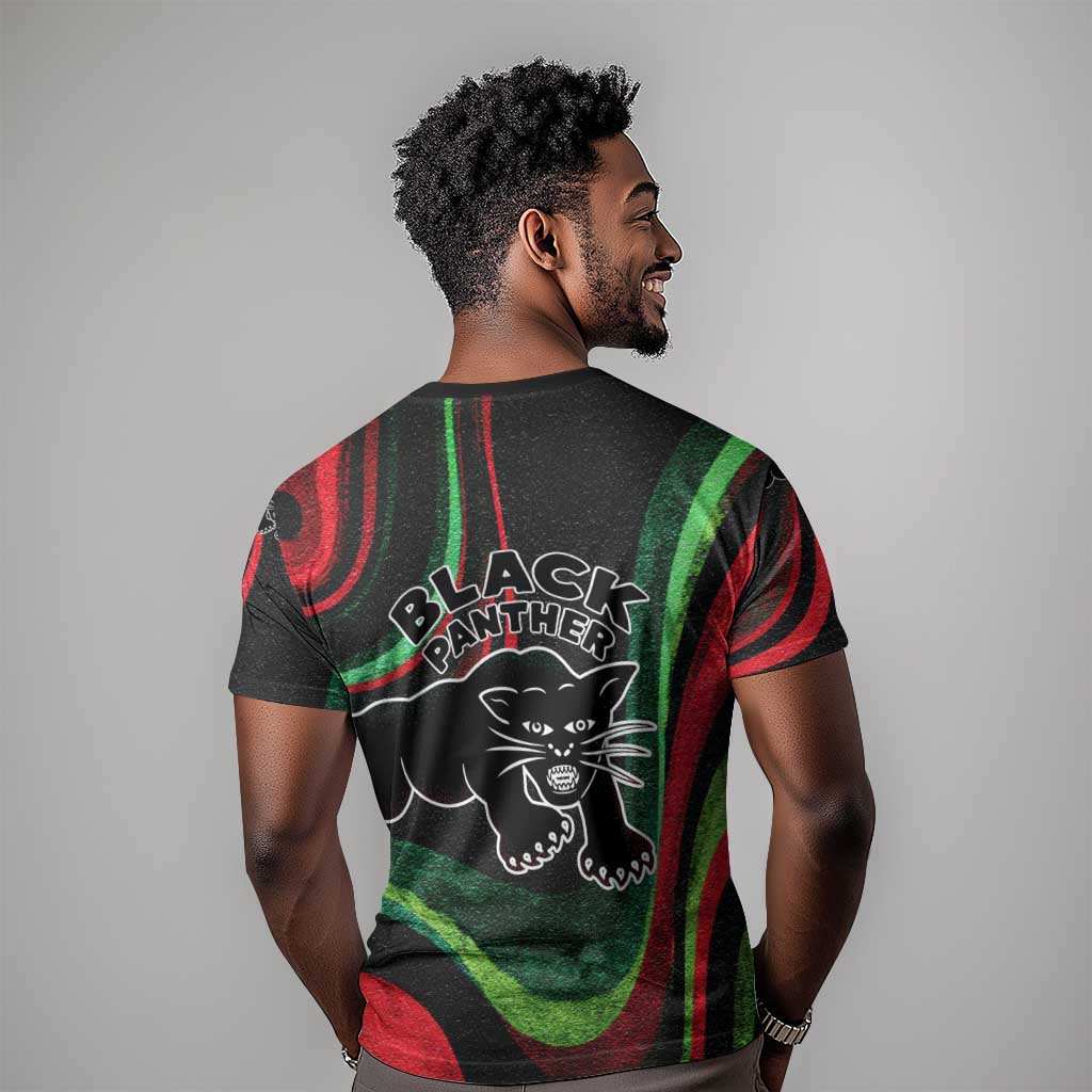 Huey P. Newton T-Shirt Swirl Design Black Panther Party Symbol Revolutionary Tribute Graphic Tee