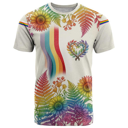 Love Blooms in Every Color T-Shirt Nature Rainbow of Freedom Graphic Tee