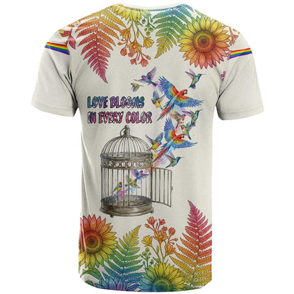 Love Blooms in Every Color T-Shirt Nature Rainbow of Freedom Graphic Tee