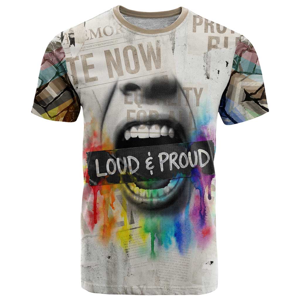 Loud & Proud T-Shirt Riot and the Rainbow Protest Art Graphic Tee