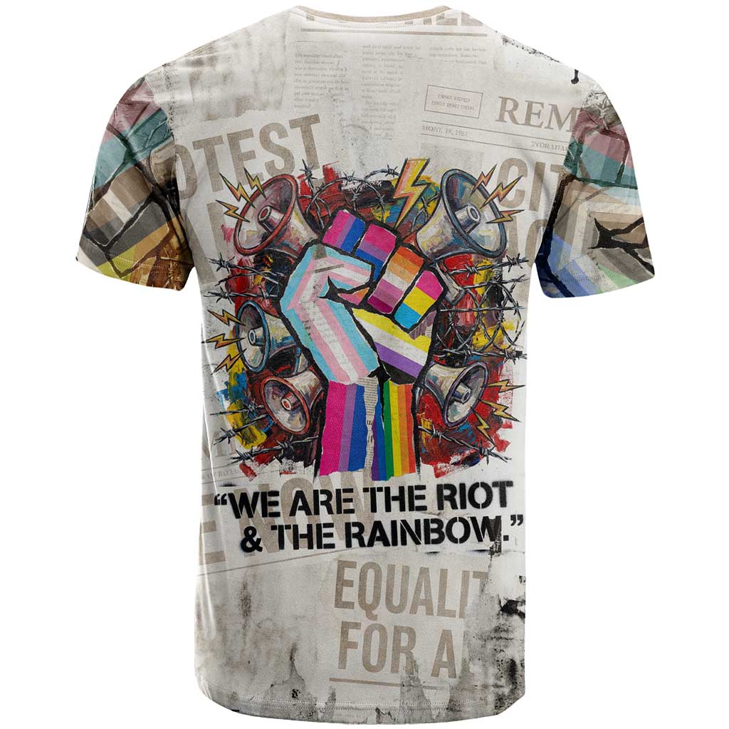 Loud & Proud T-Shirt Riot and the Rainbow Protest Art Graphic Tee