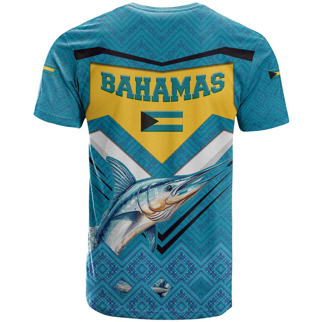 Bahamas T-Shirt with Blue Marlin Fish Tribal Chevron Flag Spirit Graphic Tee