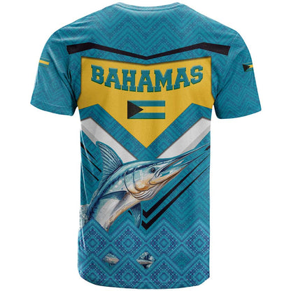 Bahamas T-Shirt with Blue Marlin Fish Tribal Chevron Flag Spirit Graphic Tee