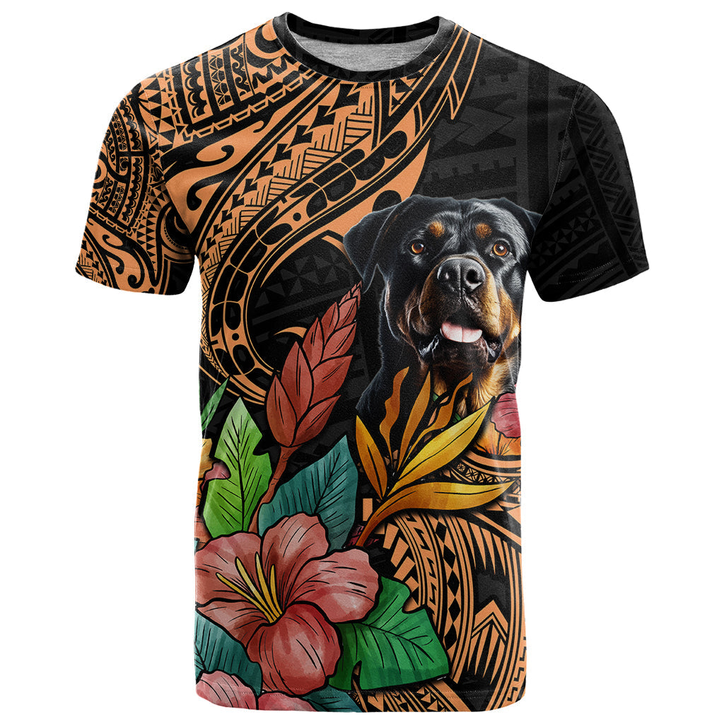 Polynesian Rottweiler T-Shirt Polynesian Pattern And Rottweiler Graphic Tee