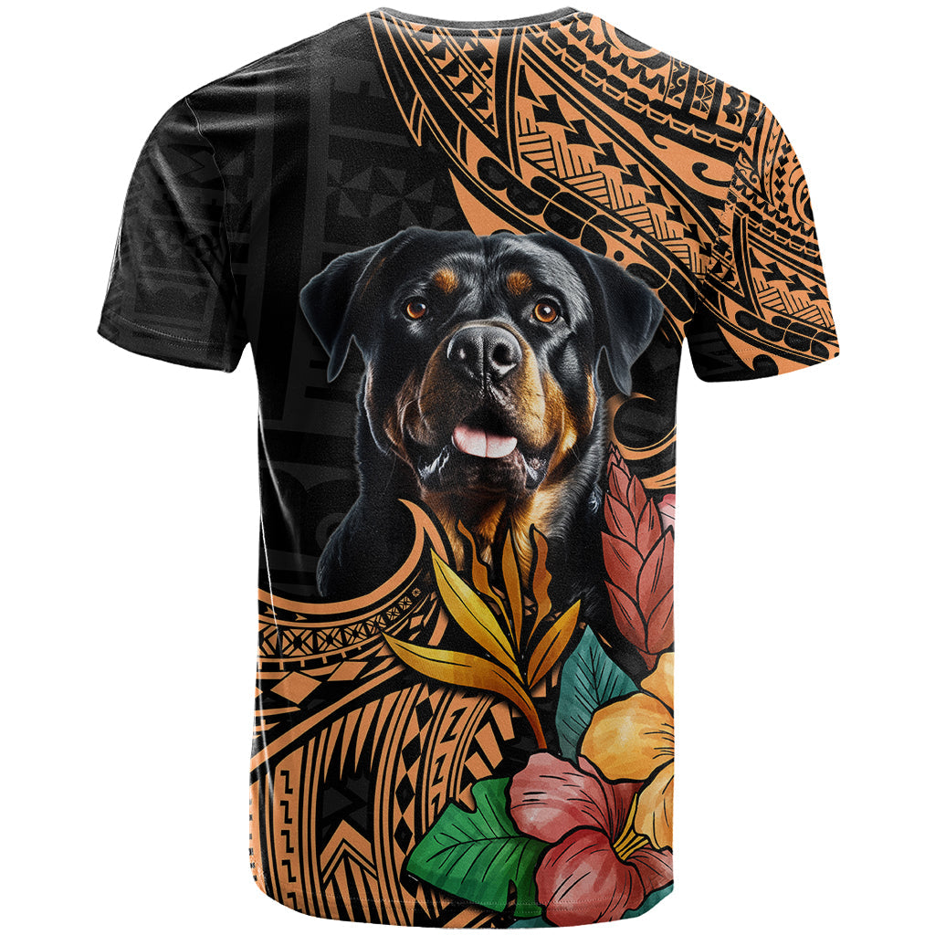 Polynesian Rottweiler T-Shirt Polynesian Pattern And Rottweiler Graphic Tee