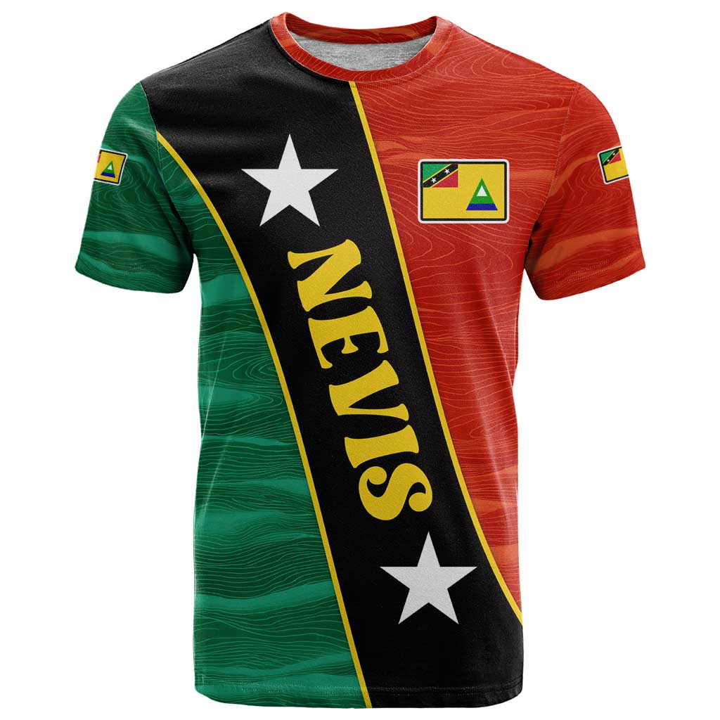 Nevis in Saint Kitts and Nevis T-Shirt Star Design and Coat of Arms Graphic Tee