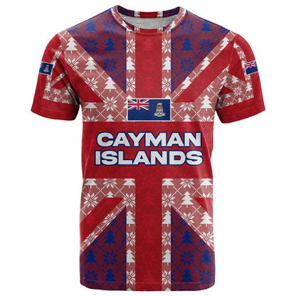 Cayman Islands Christmas T-Shirt Xmas Pattern and Coat of Arms Graphic Tee