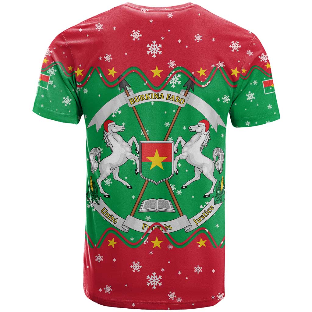 Christmas Burkina Faso T-Shirt Snowflake Horses and Coat of Arms Graphic Tee