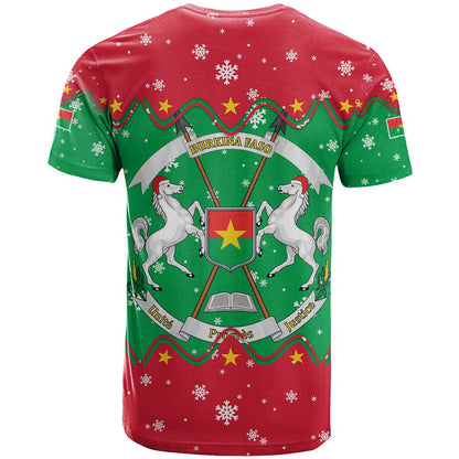 Christmas Burkina Faso T-Shirt Snowflake Horses and Coat of Arms Graphic Tee