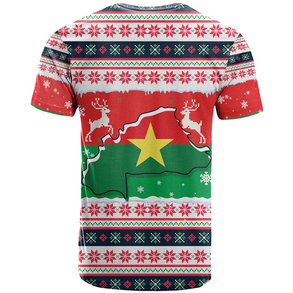 Christmas Burkina Faso T-Shirt Reindeer Star Design Graphic Tee