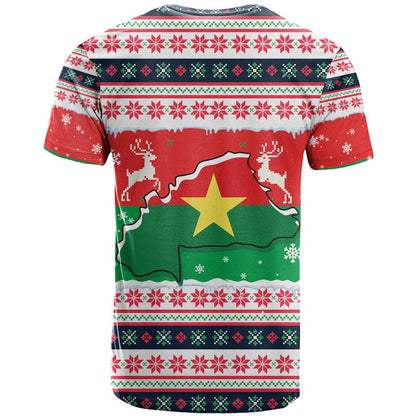 Christmas Burkina Faso T-Shirt Reindeer Star Design Graphic Tee