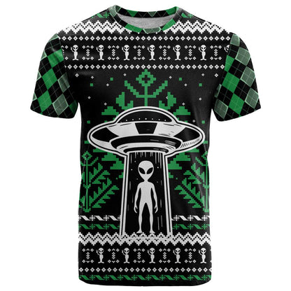Alien Christmas T-Shirt Xmas Holiday Patterns Graphic Tee