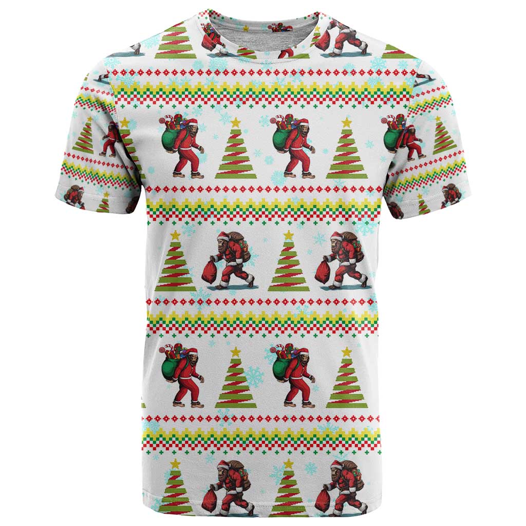Amazing Bigfoot Christmas T-Shirt Xmas Holiday Patterns Graphic Tee