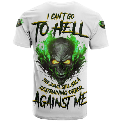 I Can't Go To Hell Fire Eyes Skull T-Shirt Graphic Tee