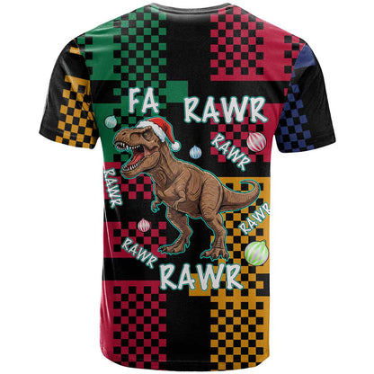 Christmas T Rex Rawr Rawr Rawr T-Shirt Xmas Holiday Patterns Graphic Tee