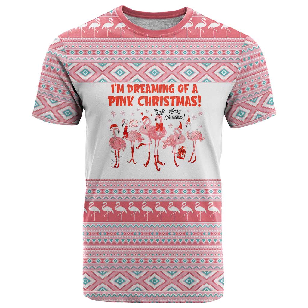 I'm Dreaming Of A Pink Christmas Flamingo Christmas Christmas T-Shirt Xmas Holiday Patterns Graphic Tee