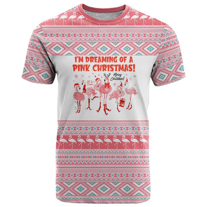 I'm Dreaming Of A Pink Christmas Flamingo Christmas Christmas T-Shirt Xmas Holiday Patterns Graphic Tee
