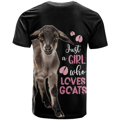 Who Loves Goat Just A Girl Christmas Trees Christmas Christmas T-Shirt Xmas Holiday Patterns Graphic Tee