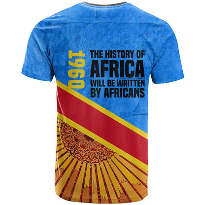 Patrice Lumumba T-Shirt with Congolese Flag Colors and African History Quote Graphic Tee
