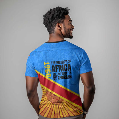 Patrice Lumumba T-Shirt with Congolese Flag Colors and African History Quote Graphic Tee