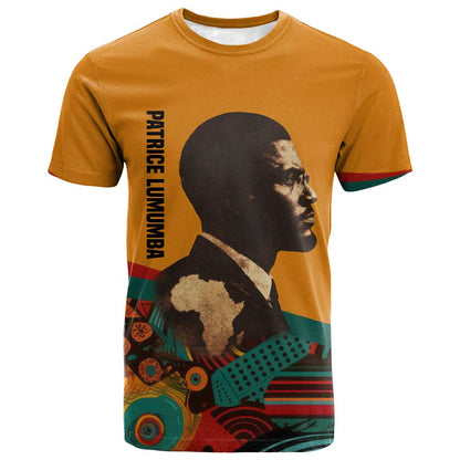 Patrice Lumumba T-Shirt with Profile Portrait and Bold Africa Will Rise Statement Graphic Tee