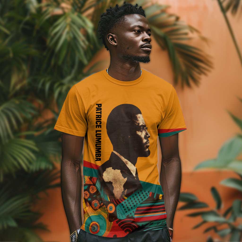 Patrice Lumumba T-Shirt with Profile Portrait and Bold Africa Will Rise Statement Graphic Tee