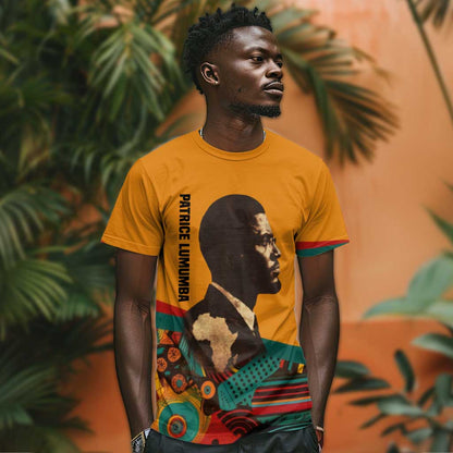 Patrice Lumumba T-Shirt with Profile Portrait and Bold Africa Will Rise Statement Graphic Tee