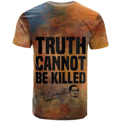 Patrice Lumumba T-Shirt with Line Art Portrait and Truth Cannot Be Killed Inspirational Quote Graphic Tee