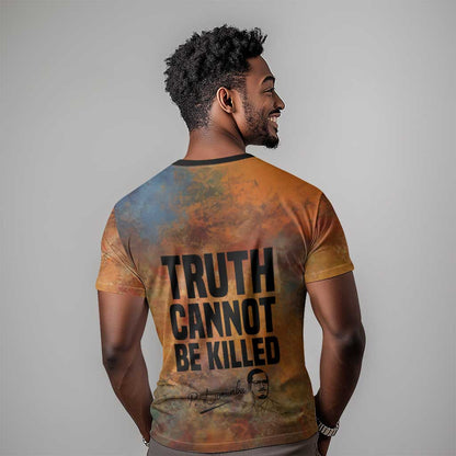 Patrice Lumumba T-Shirt with Line Art Portrait and Truth Cannot Be Killed Inspirational Quote Graphic Tee