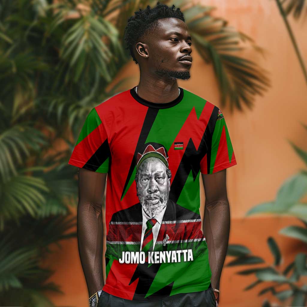 Jomo Kenyatta T-Shirt Patriotic Colors Design and Father of the Kenyan Nation Tribute Graphic Tee