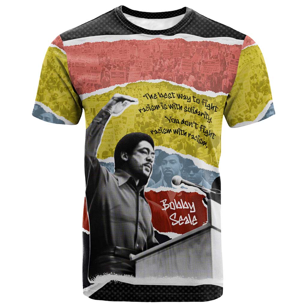 Bobby Seale T-Shirt Torn Paper Collage Design Solidarity Quote Powerful Speech Artwork Civil Rights Graphic Tee